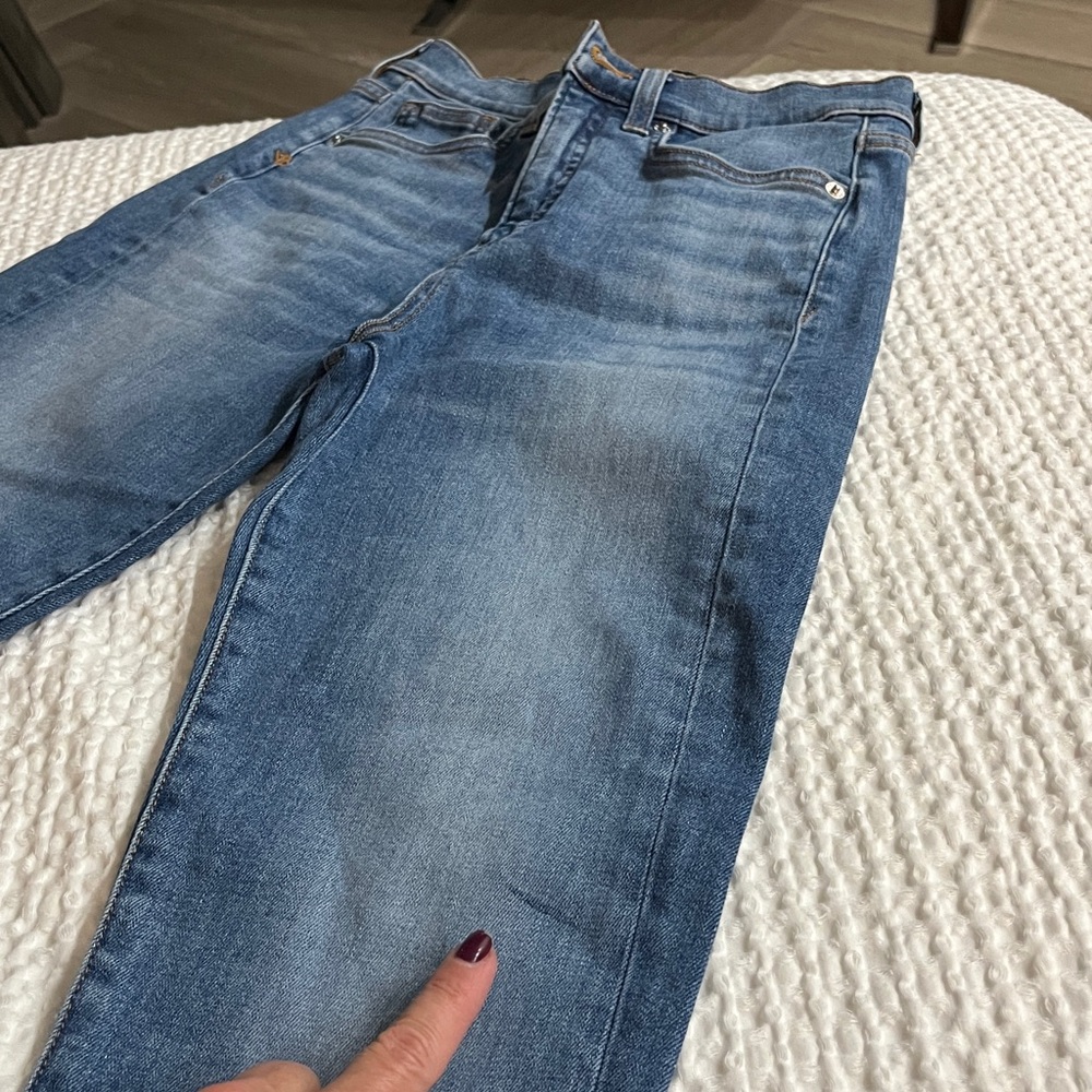Veronica Beard Carly Kick Flare High Rise Blue and Cream Jeans - 27/4 - Picture 8 of 9